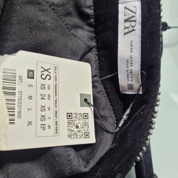 Zara black fringe miniskirt with embellished waist size XS NWT - Picture 5 of 6